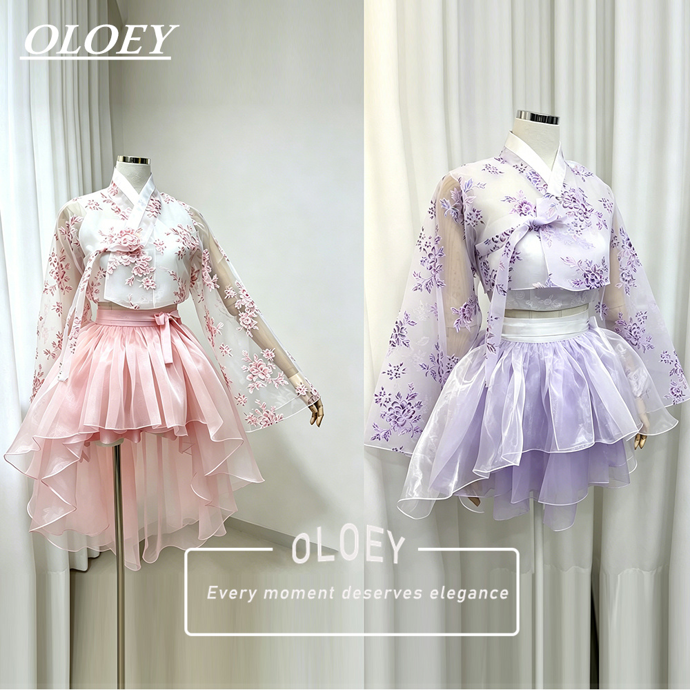 Modern Korean Lifestyle - OLOEY Nowoczesny Kwiatowy Wzór Krótki Hanbok